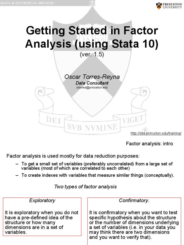 Factor Analysis Guide for Stata Users | PDF | Factor Analysis | Variance