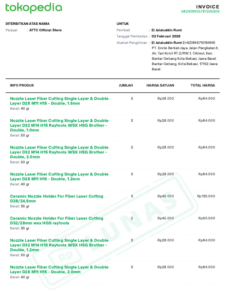 Invoice CNC Part | PDF