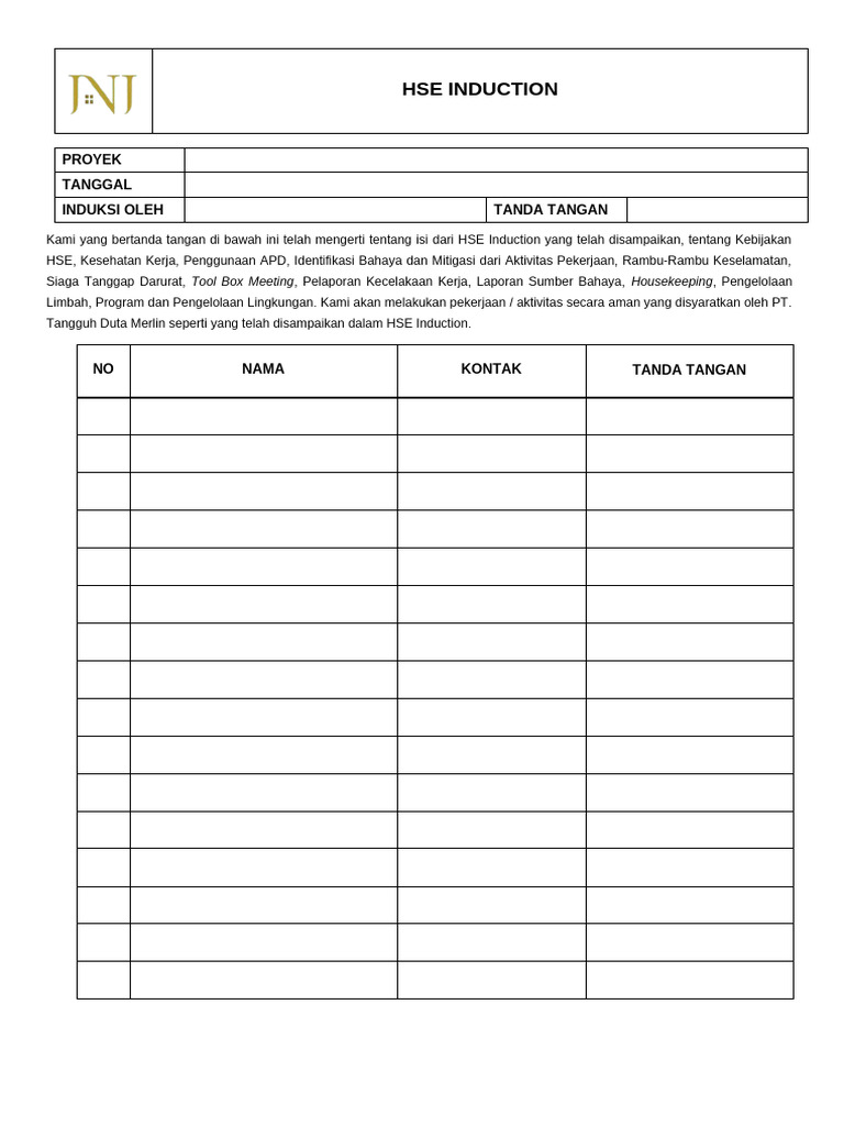 Form Safety Induction | PDF