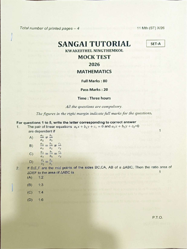 Class 10 Set A | PDF
