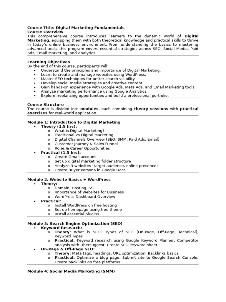 Course Title Digital Marketing | PDF | Search Engine Optimization ...
