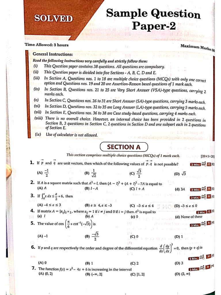 Maths Sample Paper-3 | PDF