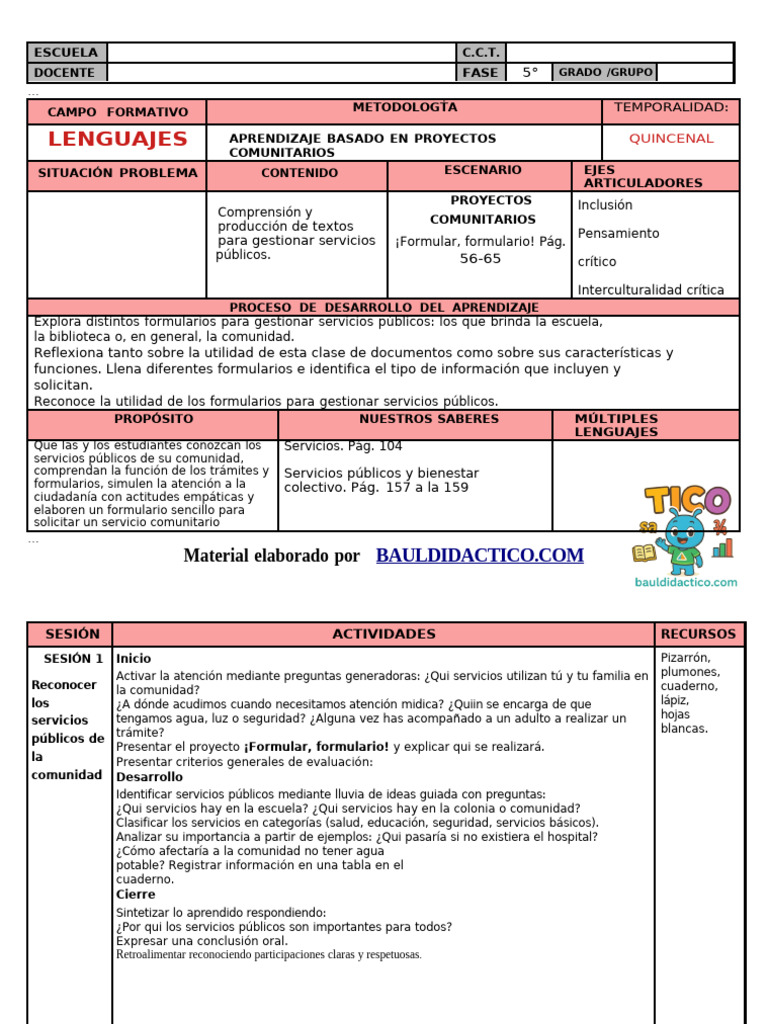Lenguajes Proyectos Comunitarios ¡Formular, Formulario! Pág. 56 | PDF ...