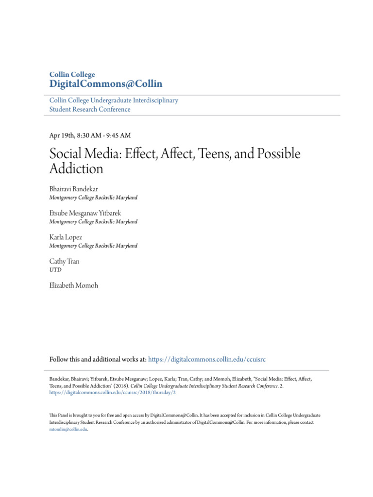 Social Media - Effect Affect Teens and Possible Addiction | PDF ...