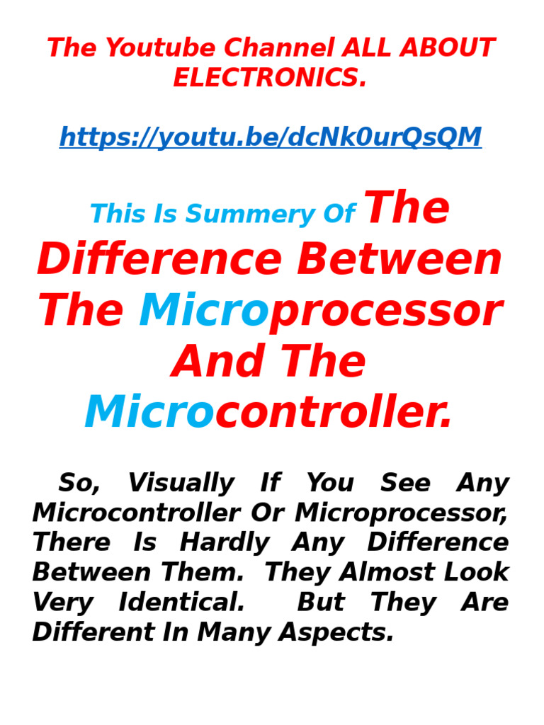 The Difference Between The Microprocessor and The Microcontroller | PDF ...