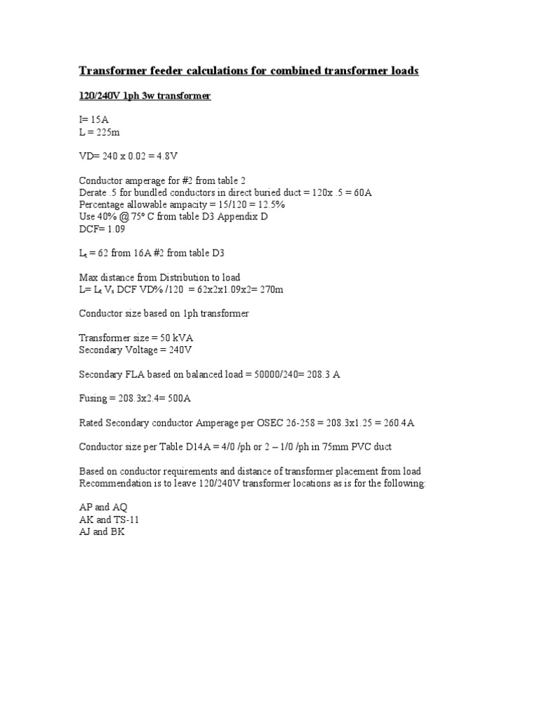 Transformer Load Calculations & Recommendations | PDF | Science ...