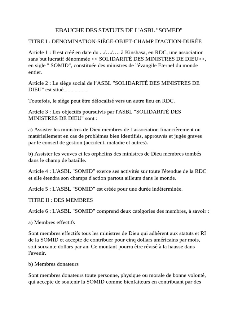 SOMID | PDF | Assemblée générale des Nations unies | Banques