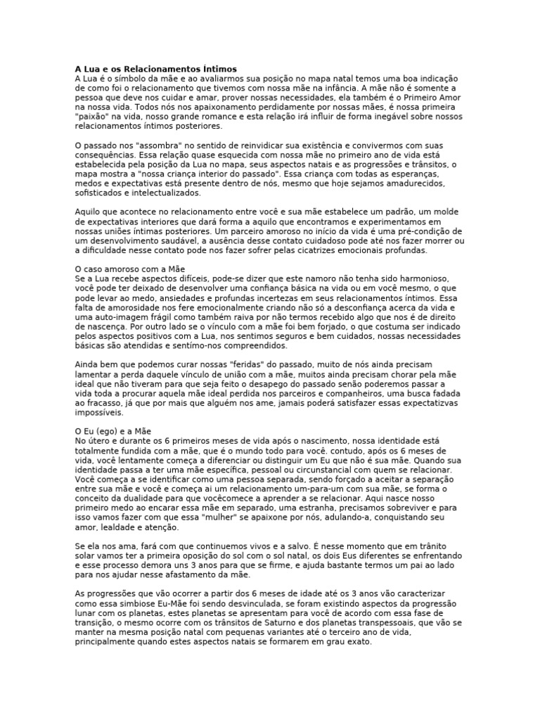 A Lua e Os Relacionamentos Íntimos | PDF | Amor | Tempo