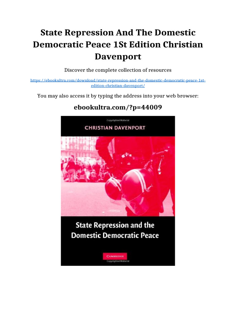 State repression and the domestic democratic peace 1st Edition ...