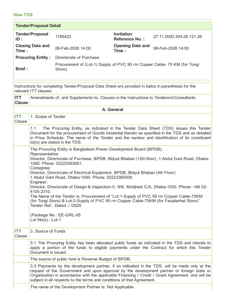 Section2 - Tender Data Sheet | PDF | Taxes | Liquidated Damages