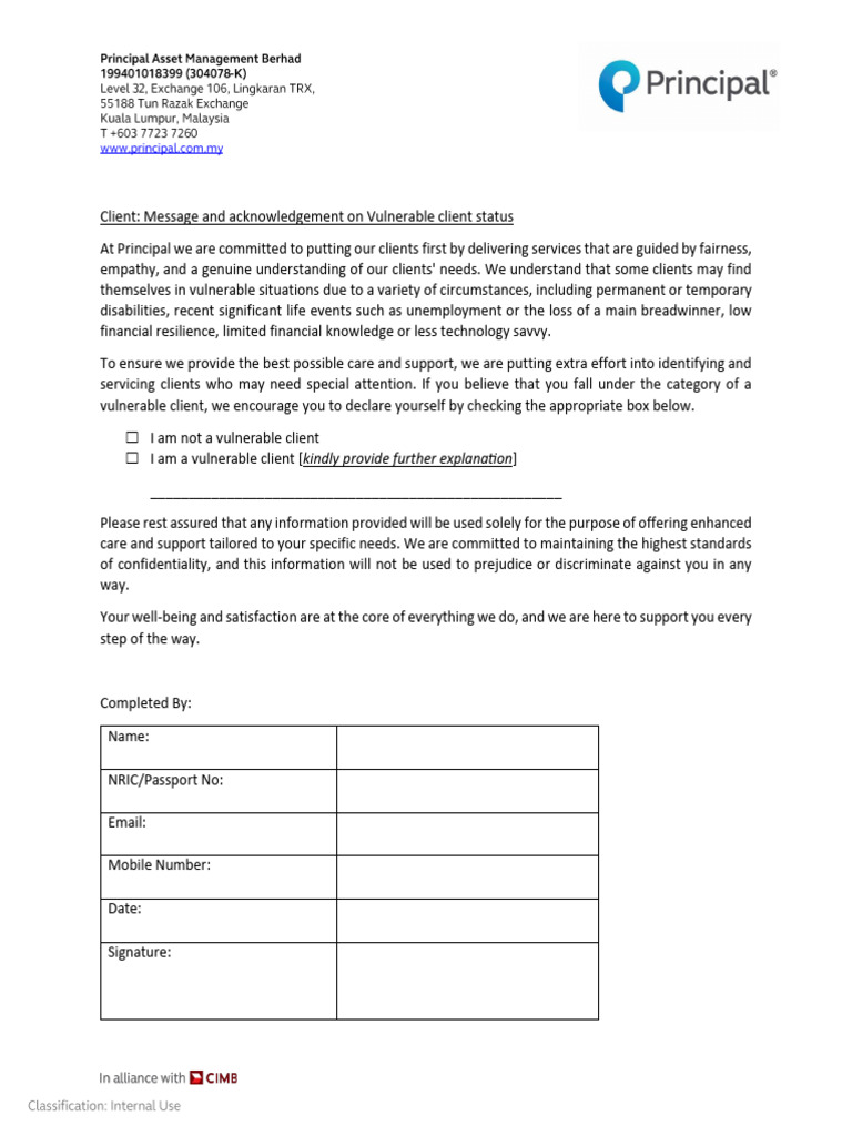 Principal Representative Acknowledgement Form | PDF | Disability ...