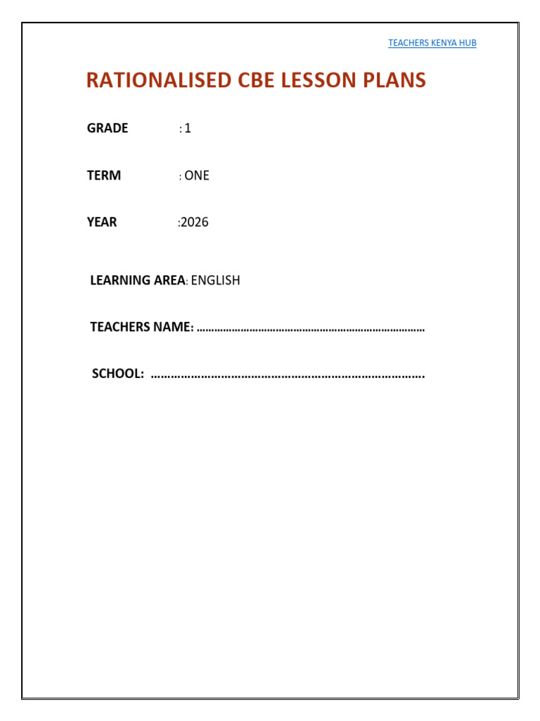 Term 1 Grade 1 English Lesson Plan | PDF | Learning | English Language
