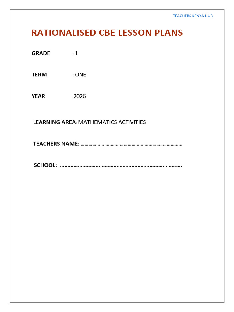 Term 1 Grade 1 Mathematics Activities Lesson Plan | PDF | Learning ...