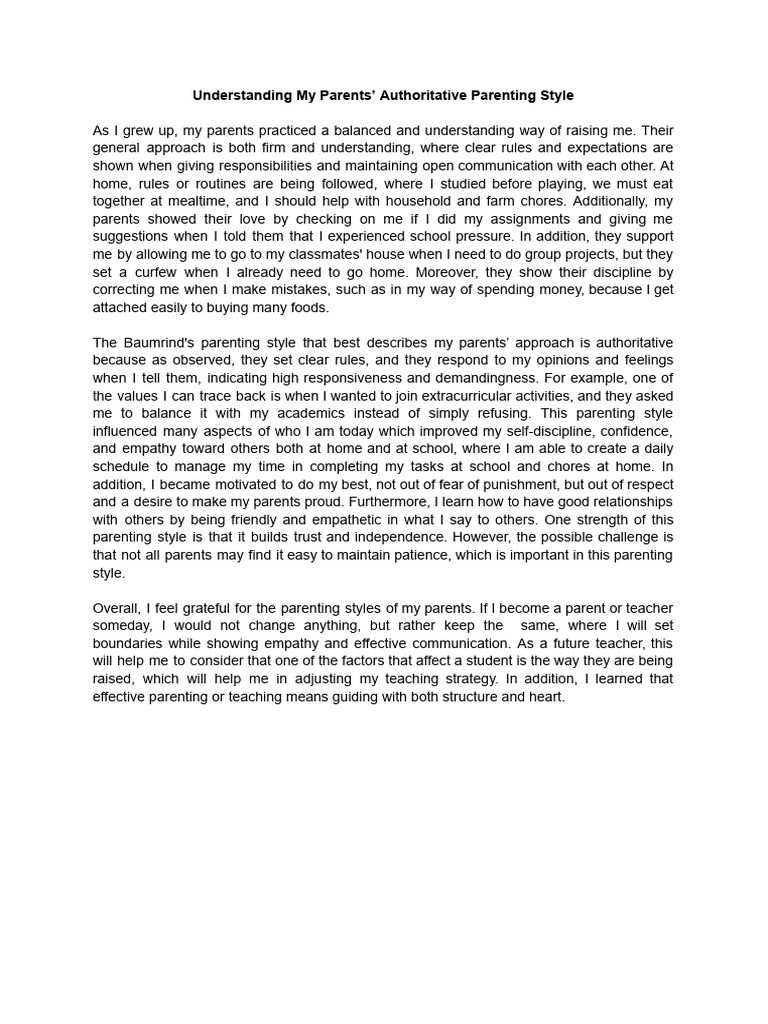 Parenting Style Reflection | PDF | Parenting | Empathy