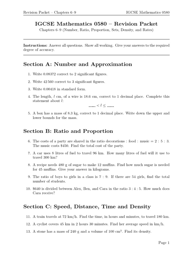 Y10_IGCSE_Math_Ch_6_9_Revision | PDF | Arithmetic | Mathematics