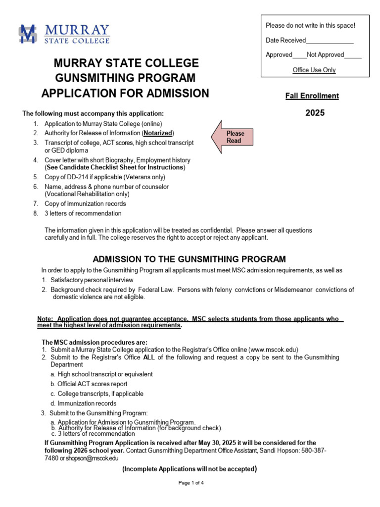 2025 Gunsmithing Application | PDF | Background Check | Criminal Justice