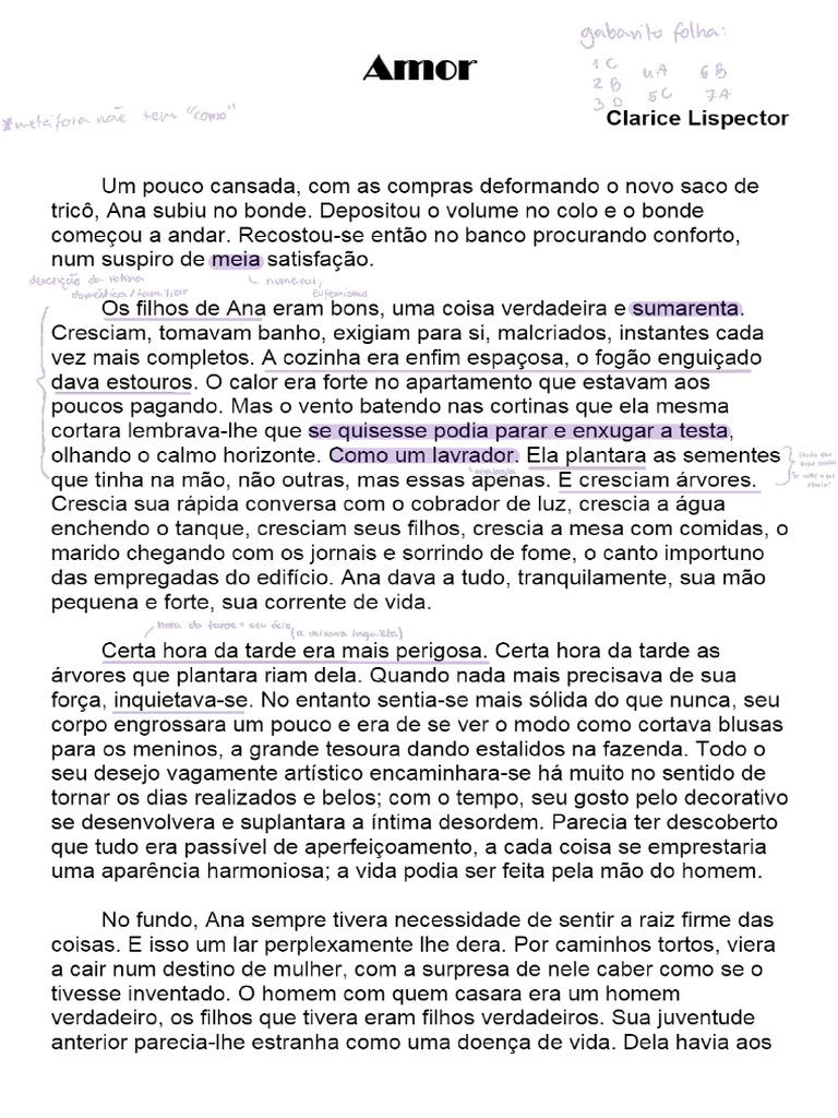 Amor - Clarice Lispector | PDF