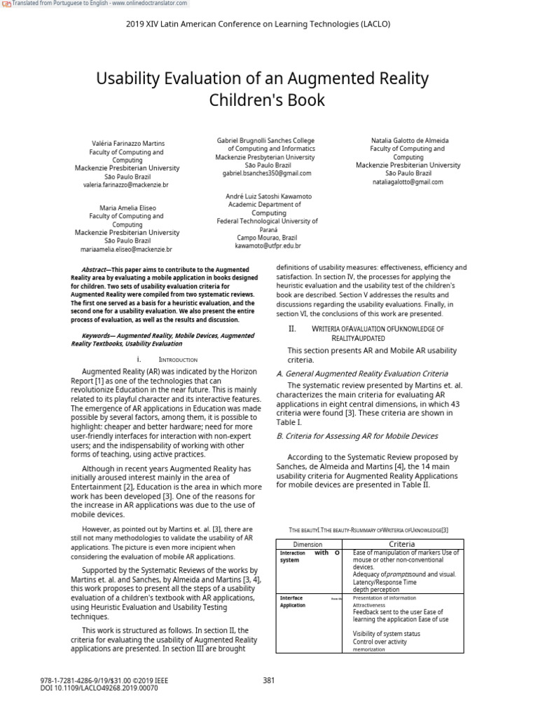 Usability Evaluation of an Augmented Reality.pt.En | PDF | Usability ...