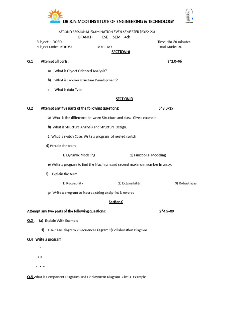 OOPS 2nd Sessional | PDF