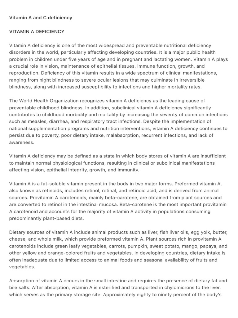Vitamin a and C Deficiency 2 | PDF | Vitamin A | Vitamin C