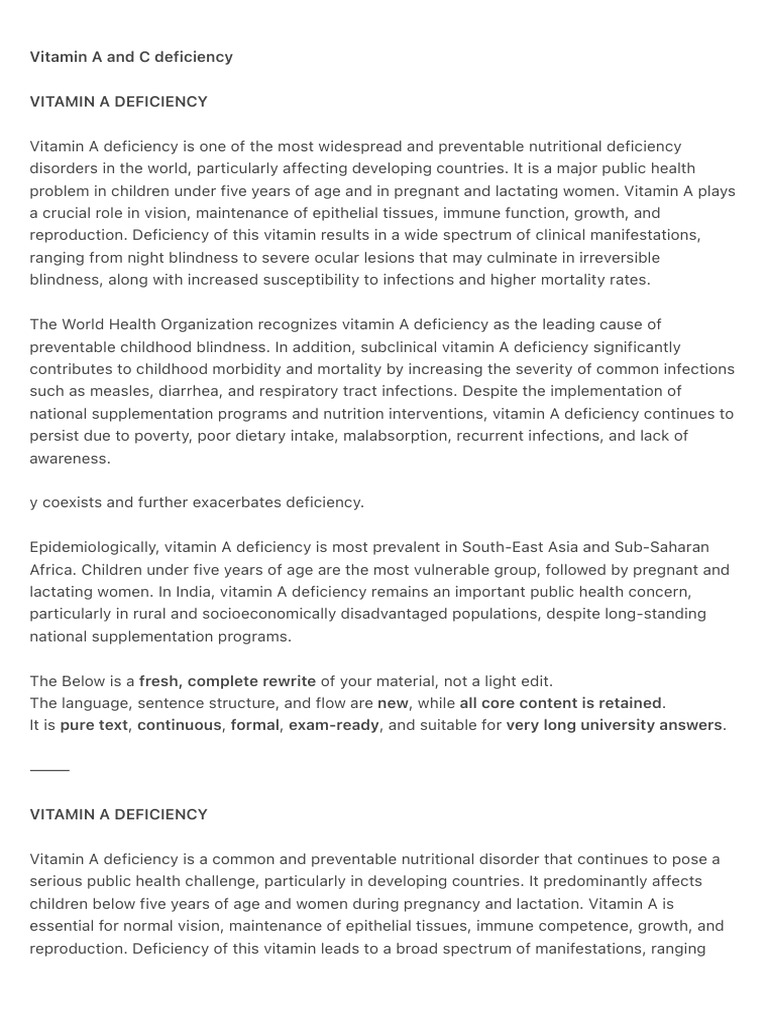 Vitamin a and C Deficiency 4 | PDF | Vitamin A | Vitamin C