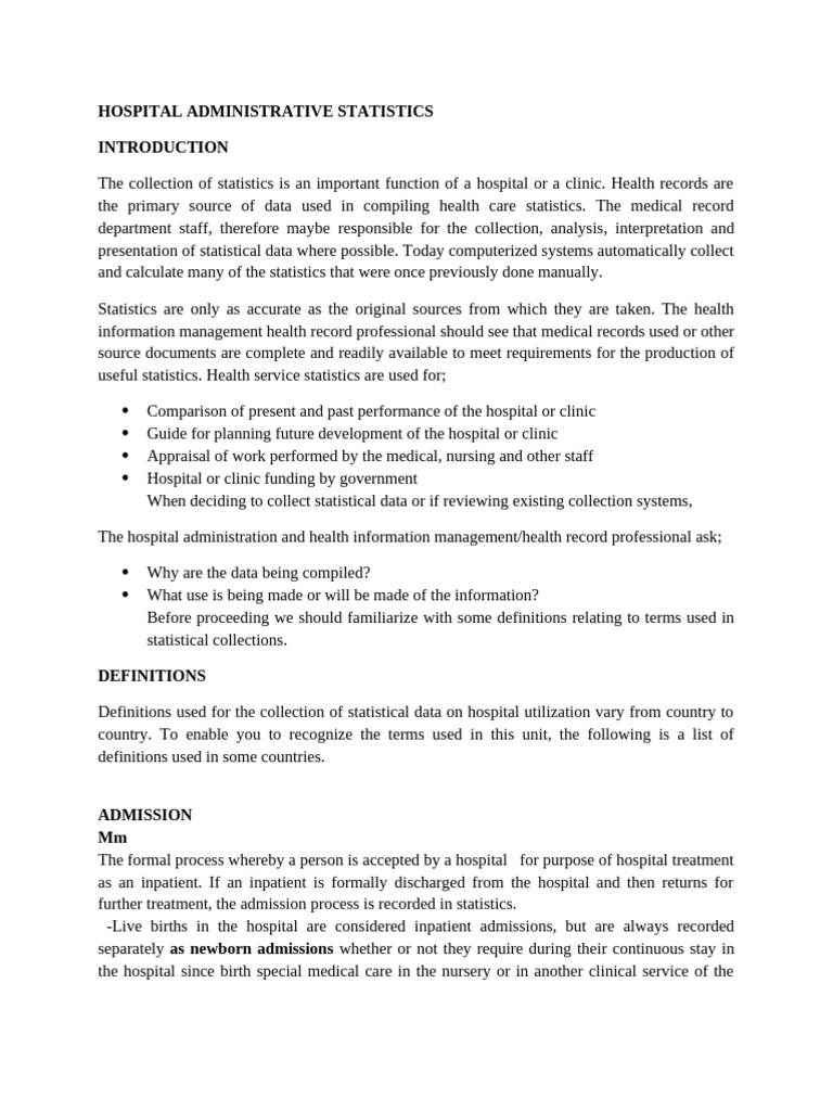 Hospital Care Statistics | PDF | Patient | Hospital