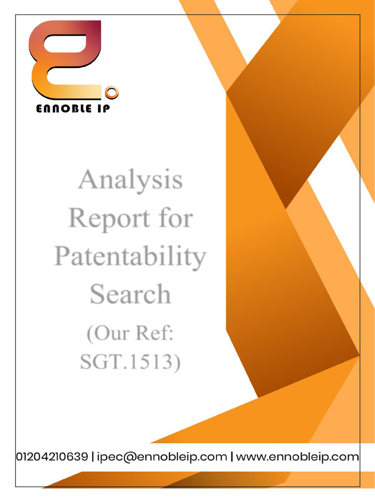 Patentability Search Analysis Report - SGT.1513 | PDF | Patent | Prior Art