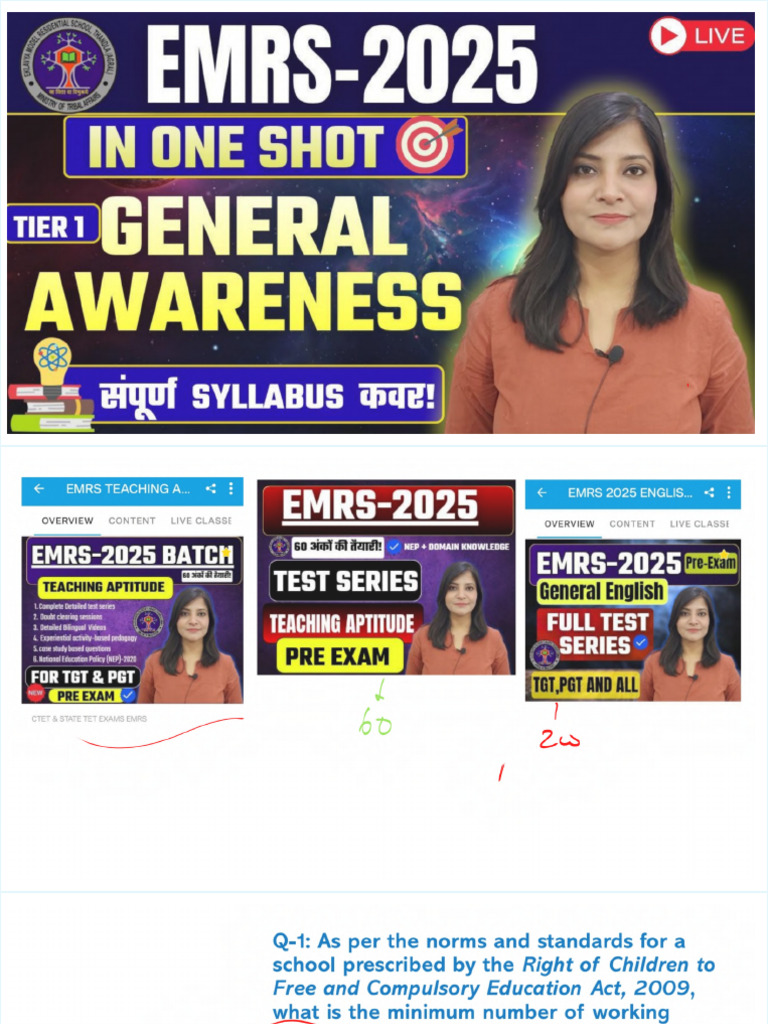 General Awareness Class-1 Emrs PDF | PDF