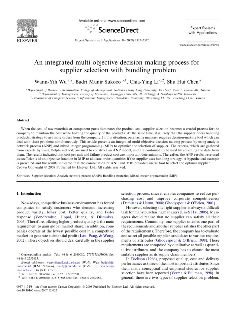 An Integrated Multi Objective Decision M | PDF | Matrix (Mathematics)