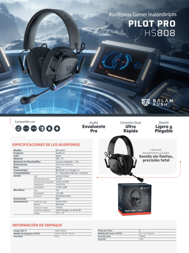 Pilot Pro Hs808 | PDF | Micrófono | Bluetooth