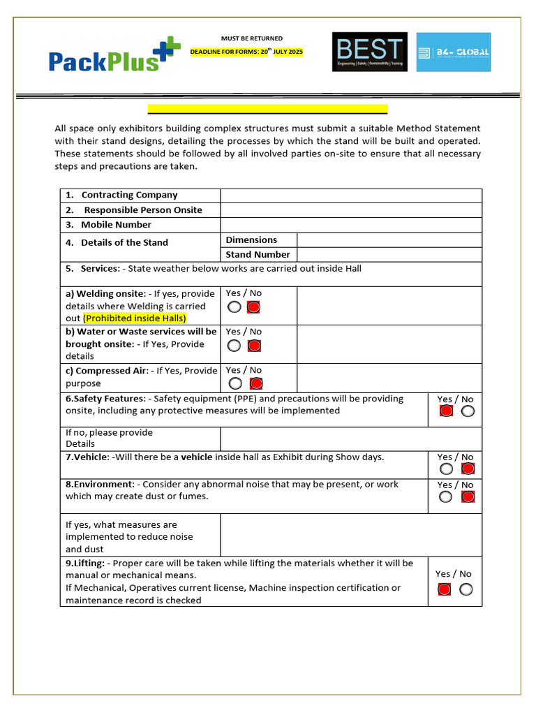 Method Statement PackPlus2025 | PDF | Welding | Construction
