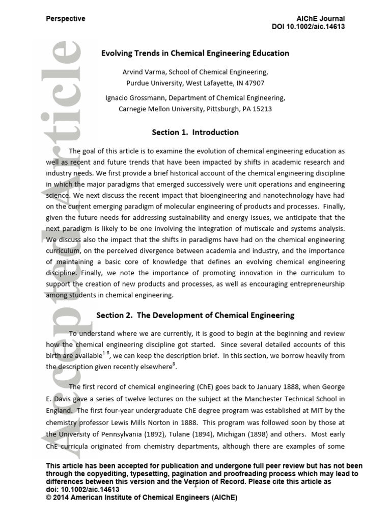 Evolving Trends in Chemical Engineering Education (2014) | PDF ...