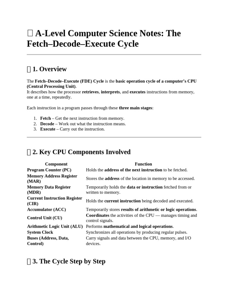 Fetch Decode Execute Cycle | PDF | Central Processing Unit | Integrated ...
