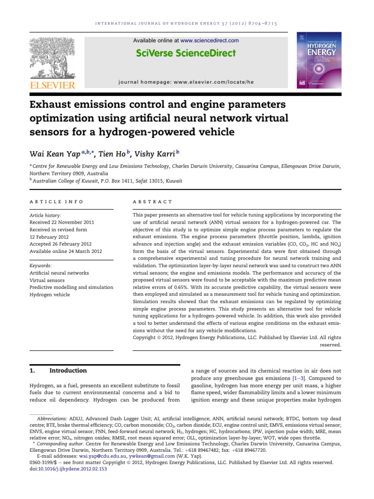 Exhaust Emissions Control and Engine Parameters Optimization Using ...