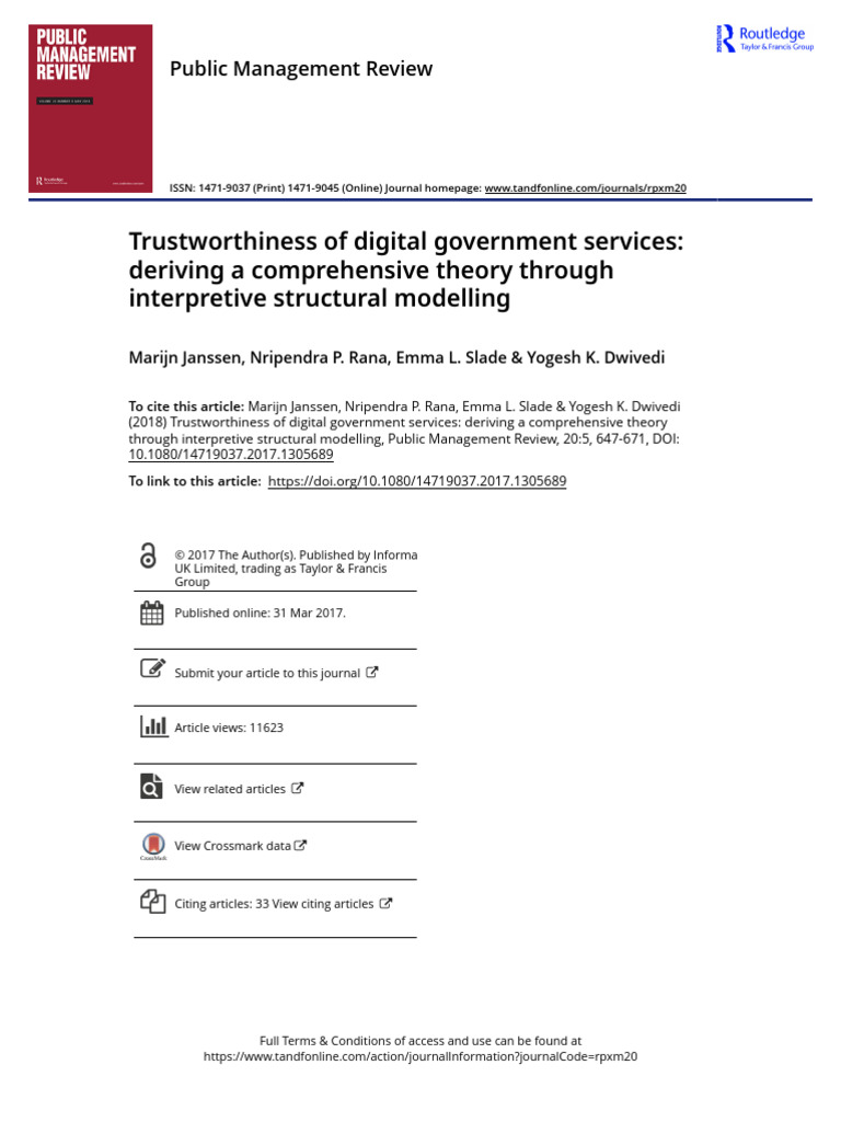 Trustworthiness of Digital Government Services Deriving A Comprehensive ...