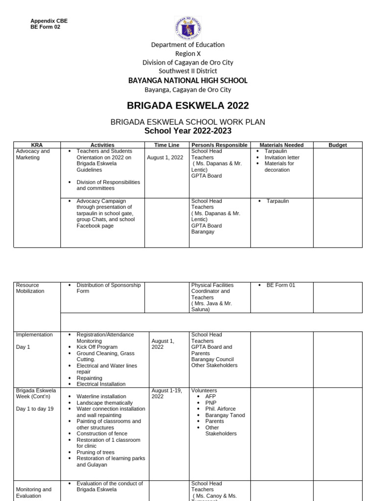 Be Form 2-BNHS | PDF