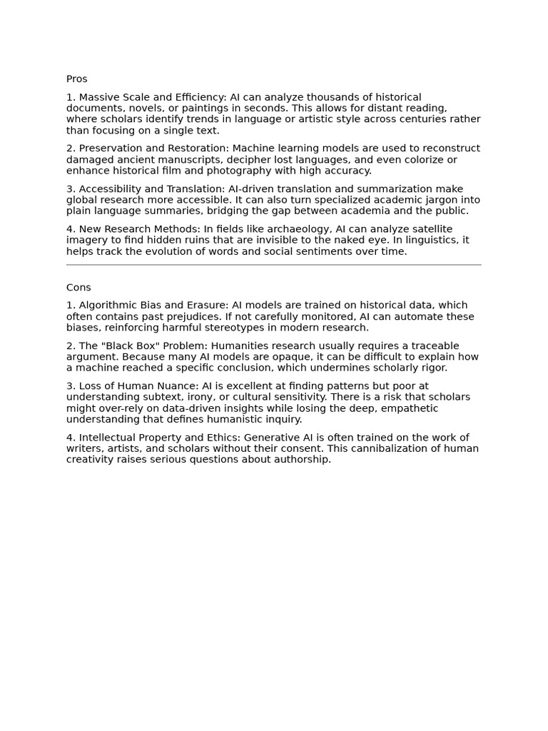 Week 10 - 260115 - Pros and Cons of AI in Humanities | PDF