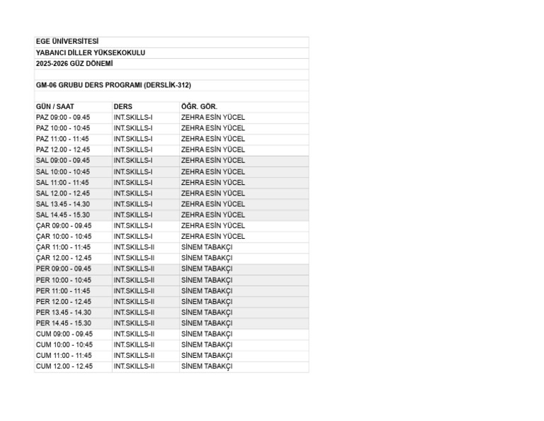 (v.25) 2025-2026 Sinif Bazli Ders Programi - 065 | PDF