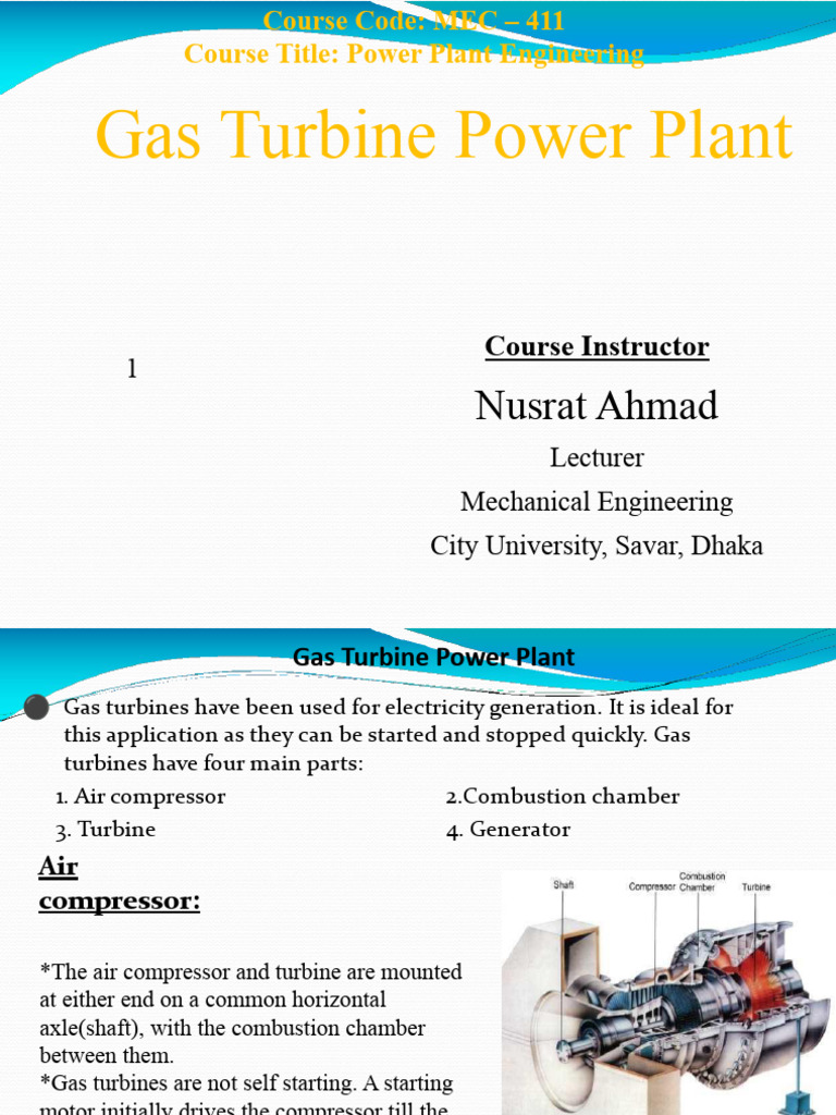 05 Gas Turbine Power Plant | PDF | Turbine | Electric Generator