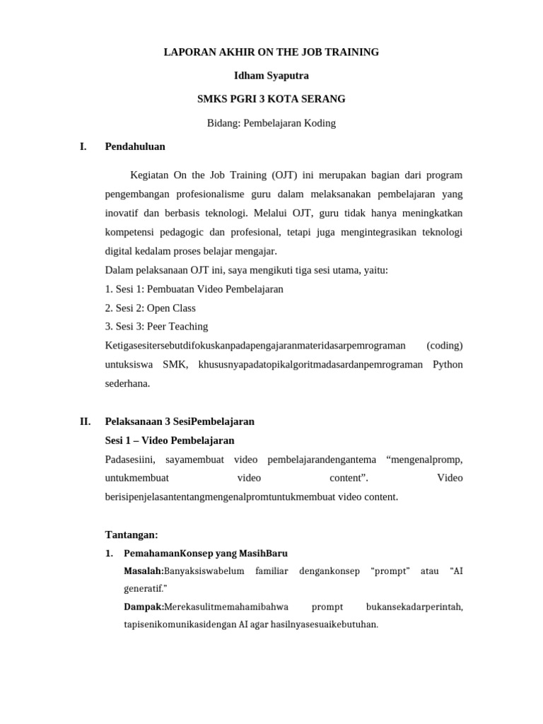 Laporan Akhir Koding Idham-2 | PDF
