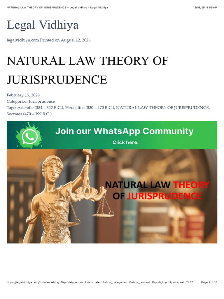 Natural Law Theory of Jurisprudence - Legal Vidhiya - Legal Vidhiya ...
