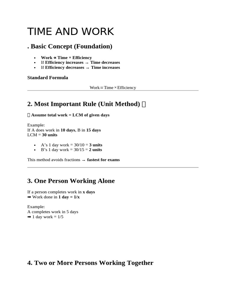 Time and Work | PDF | Mathematics