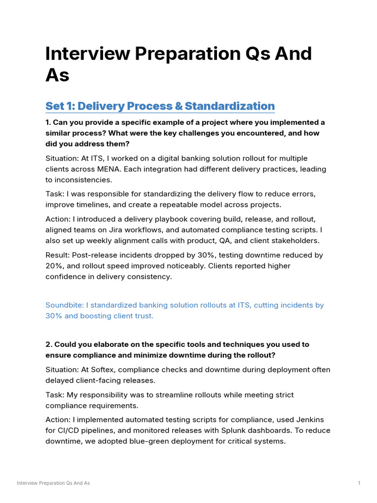 Interview Preparation Qs and As | PDF | Performance Indicator ...
