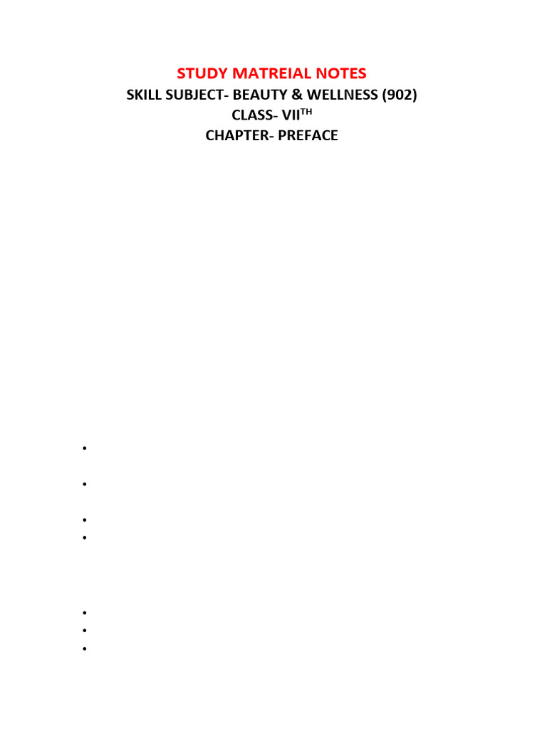 902 Beauty & Wellness Study Material Notes Class 7 Chap - 1 (2025-26 ...