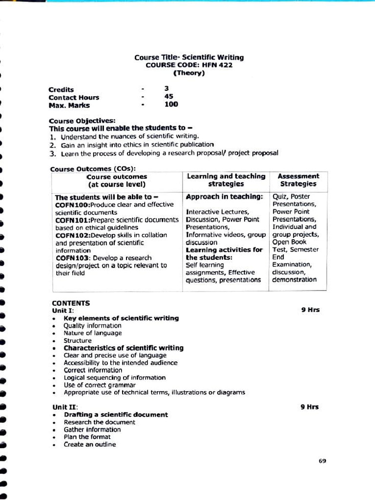 Scientific Writing Course Outline | PDF | Abstract (Summary) | Science
