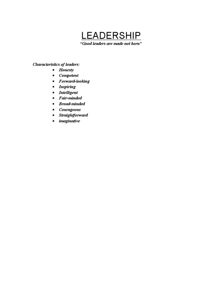 Essential Traits of Effective Leaders | PDF