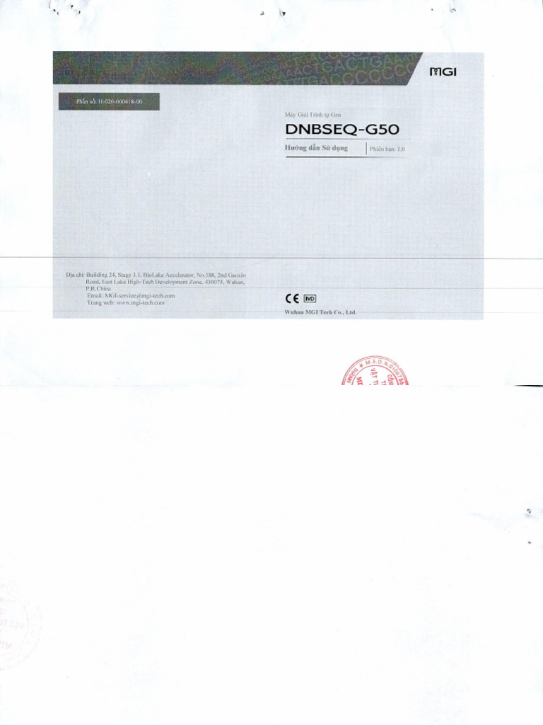Genetic Sequencer DNBSEQ-G50 User Manual - VN | PDF