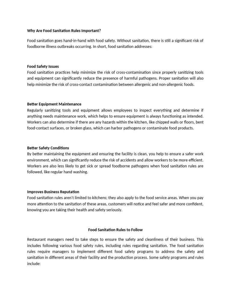 Food Sanitation Practices 1 | PDF | Food Safety | Foodborne Illness
