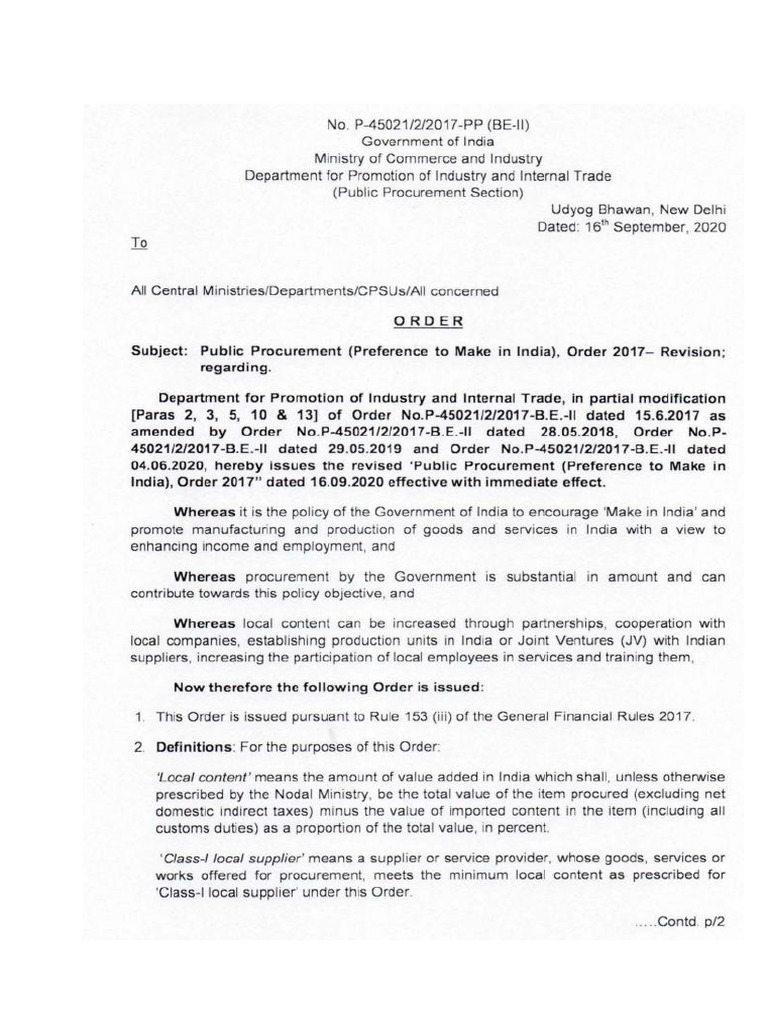 Preference to Local Manufacturer | PDF