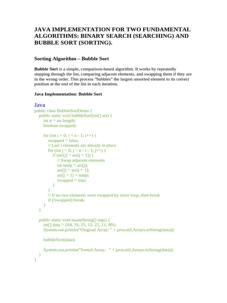 Java Implementation For Two Fundamental Algorithms | PDF | Software ...